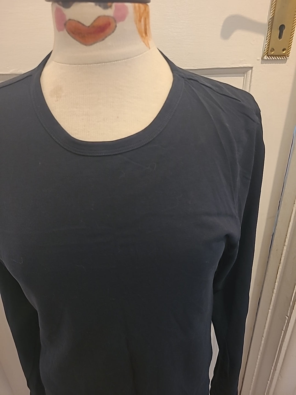 Ladies Next Size Small Navy Cotton Crew Long Sleeved Tshirt