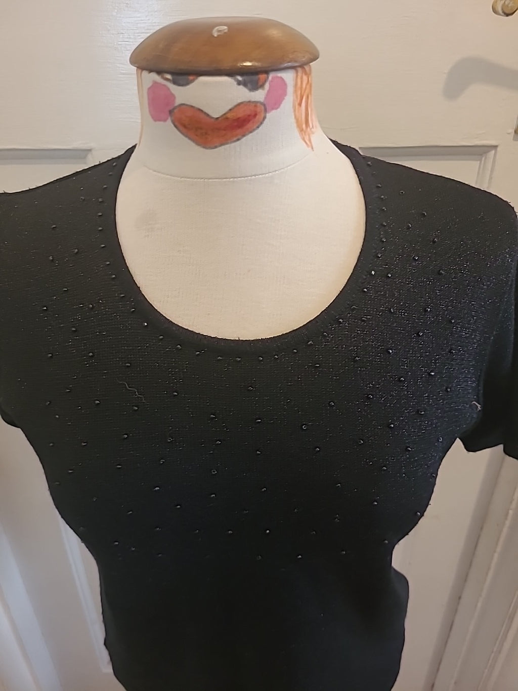 Ladies Tigi Size 10 Black Short Sleeved Diamonte Tshirt