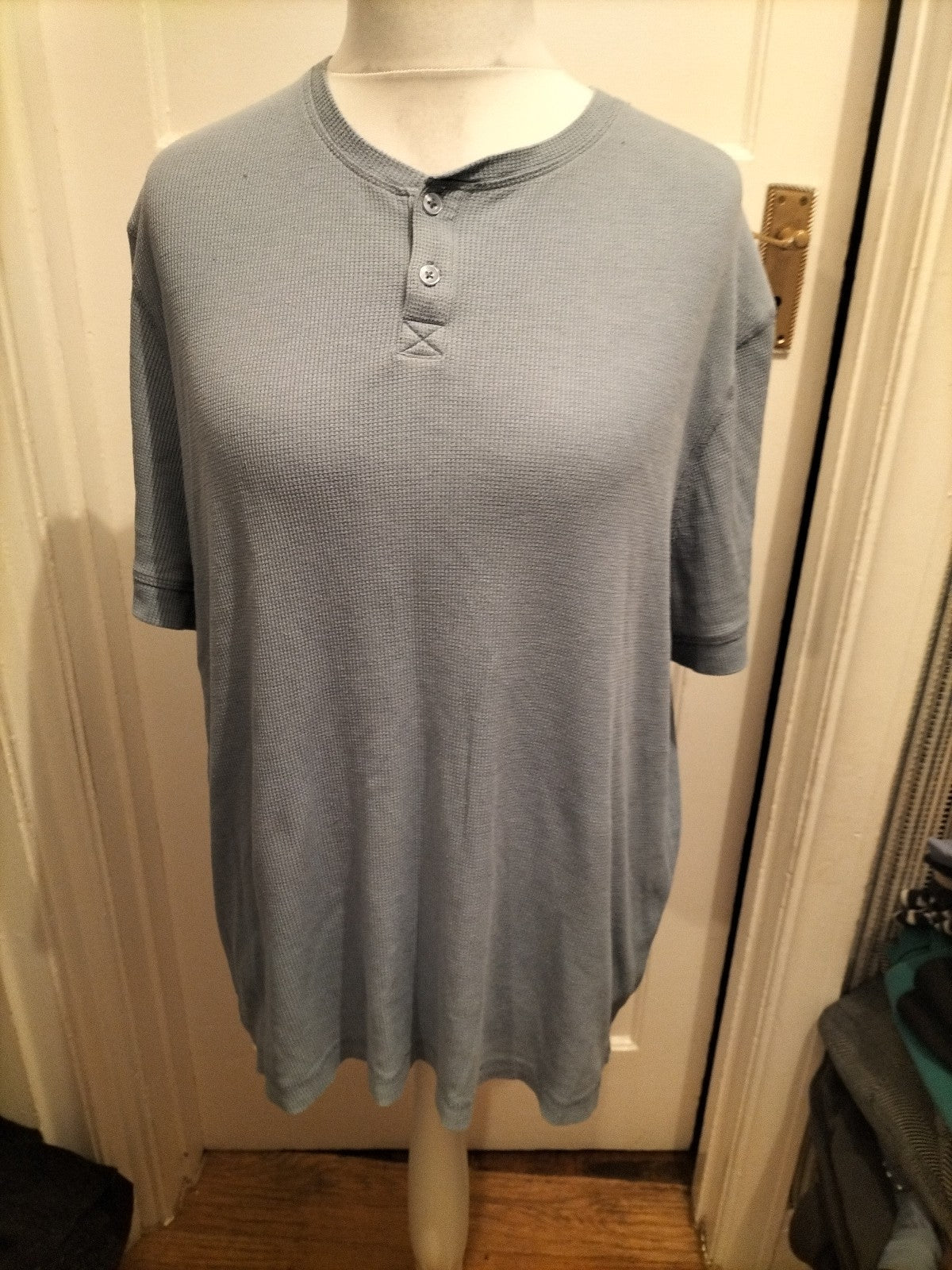 Mens Tu Size L Blue Textured Short Sleeved Pyjama Top