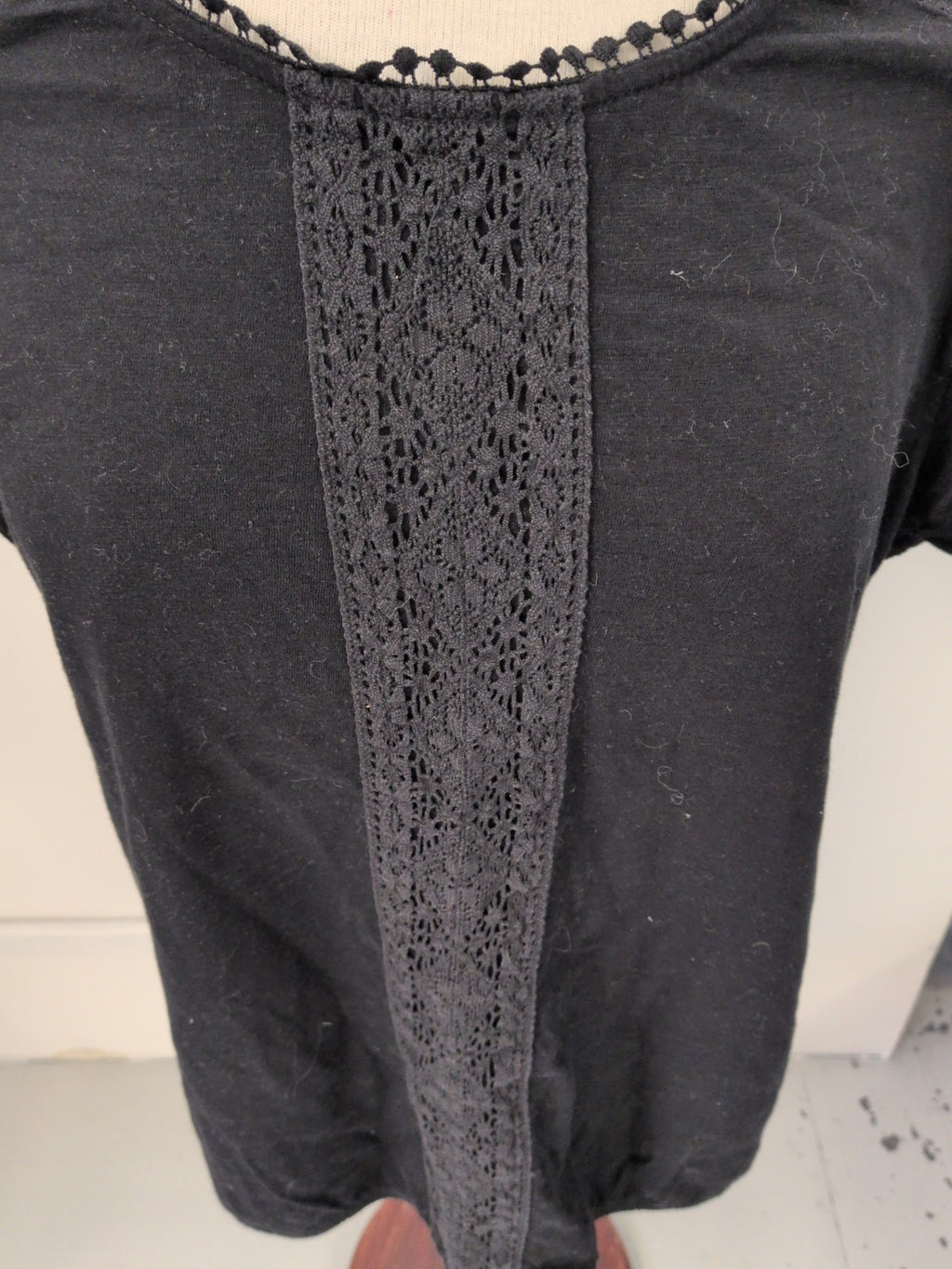 Next 20 Black Short Sleeved Lace Panel Blouse
