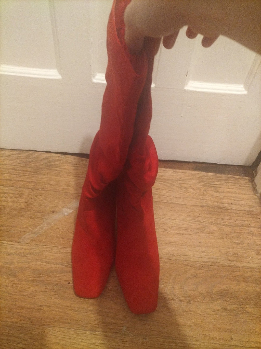 Ladies Uk Size 7 Red Heels Calf