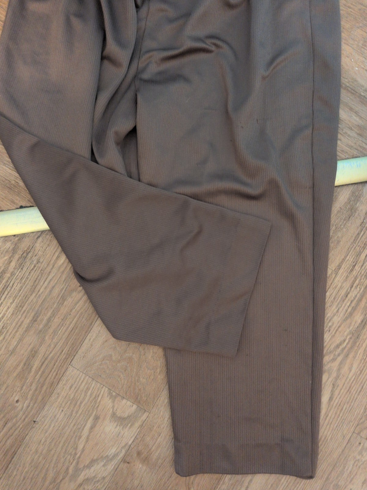 Size 24 Brown Ribbed Elasticted Waist Trousers