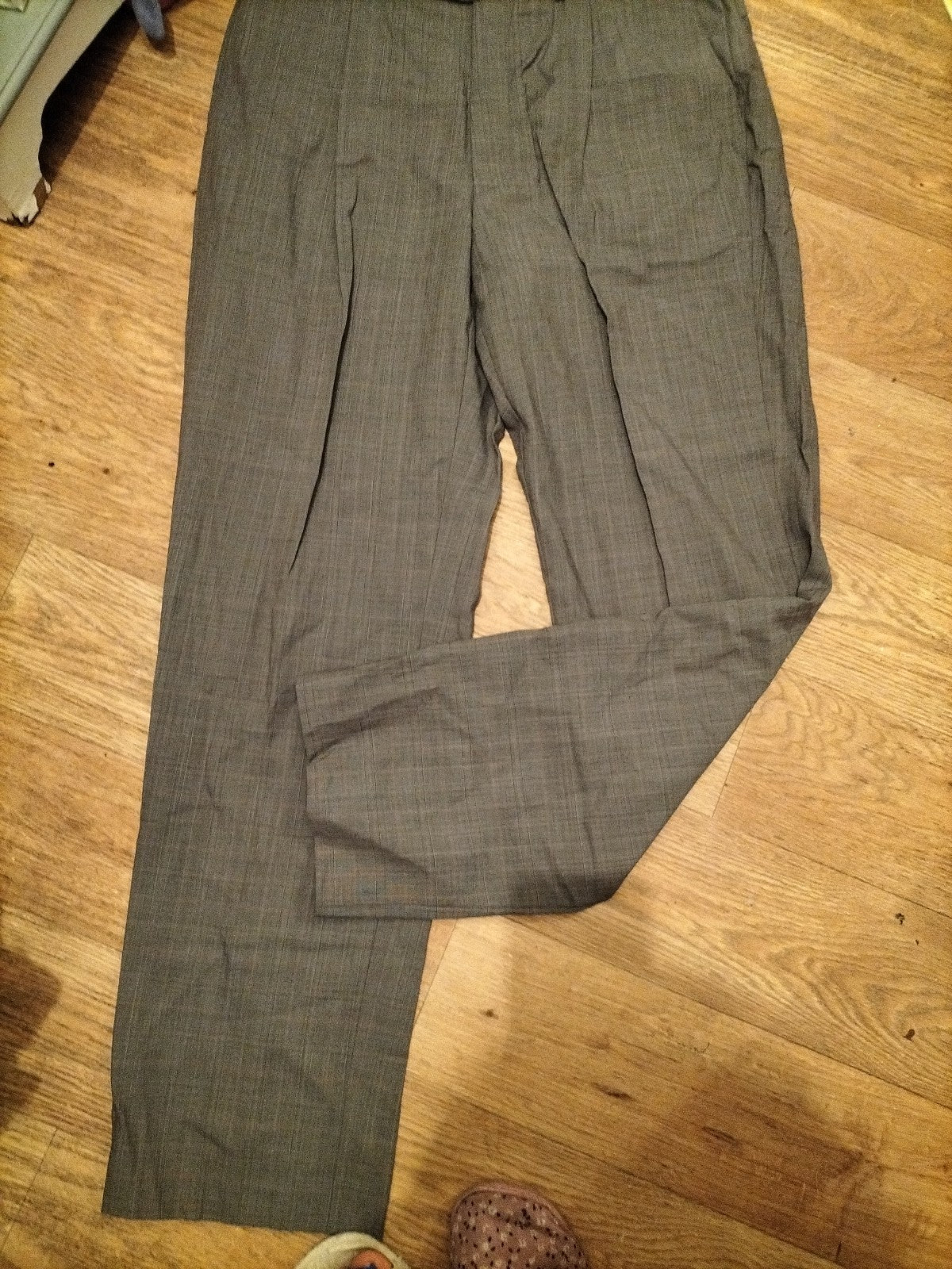 Mens Marks And Spencer Size 36/33 Grey Check Fine Tech Trousers