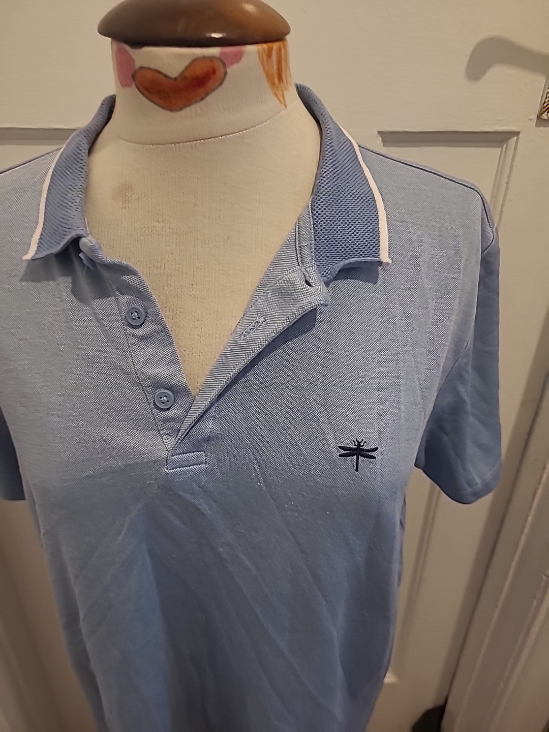 Mens Easy Size Large Pale Blue Short Sleeved Polo