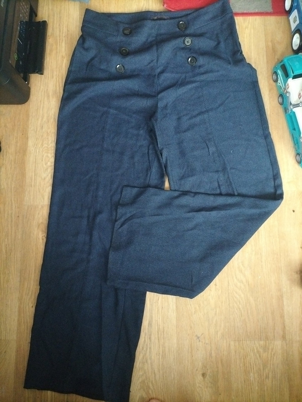 Ladies Marks And Spencer Size Waist 36' Navy Trousers