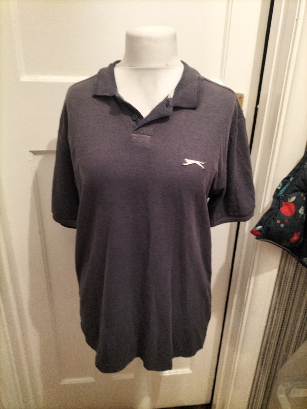 Mens Slazenger Size L Navy Short Sleeved Polo Fading