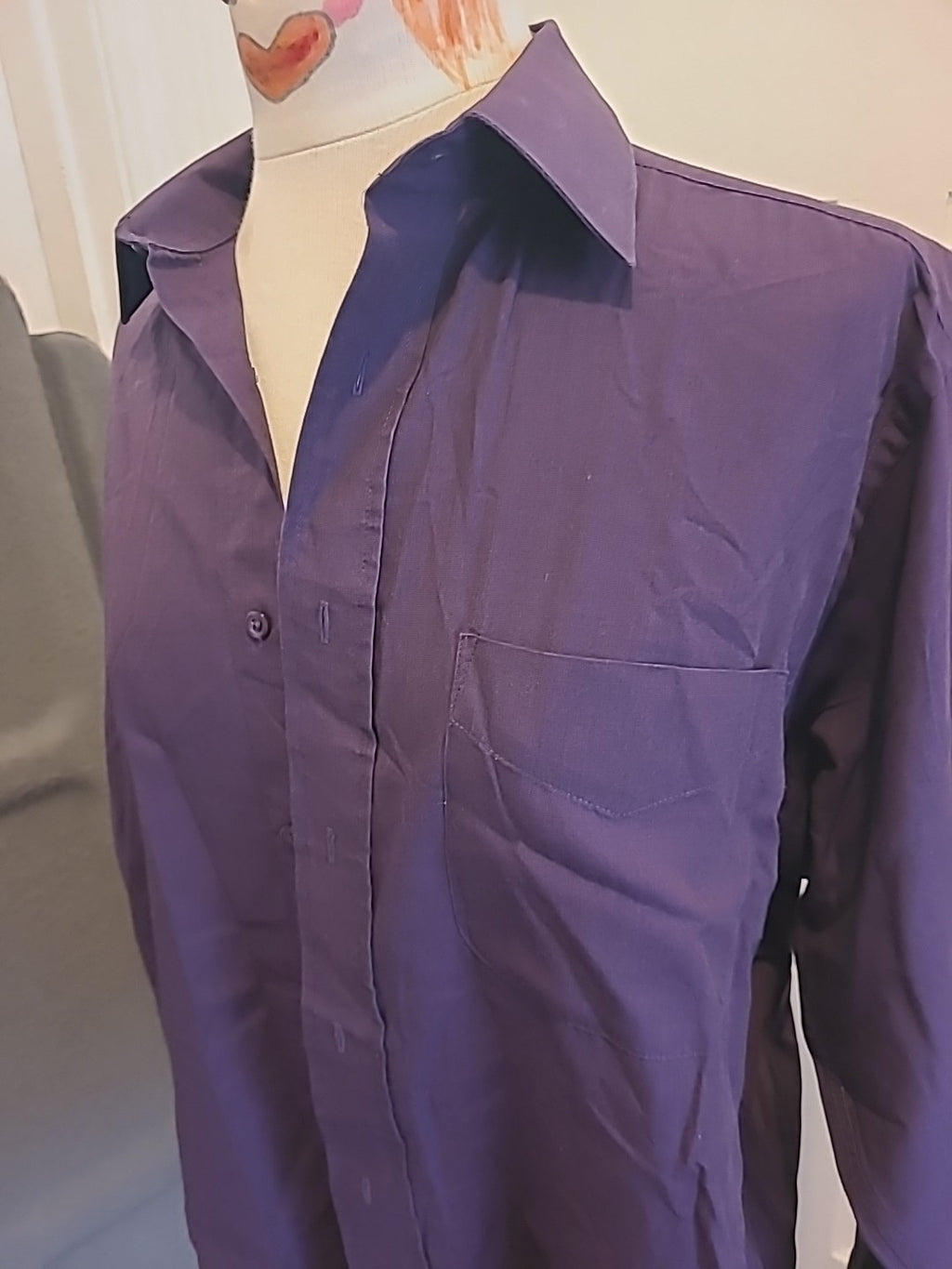 Mens Copperstone Size 15" Deep Purple Cotton Rich Shirt