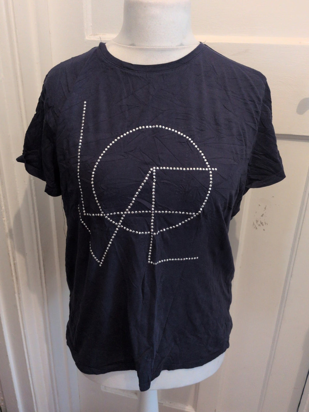 Papaya 14 Navy Sequin "Love" Short Sleeve T-shirt
