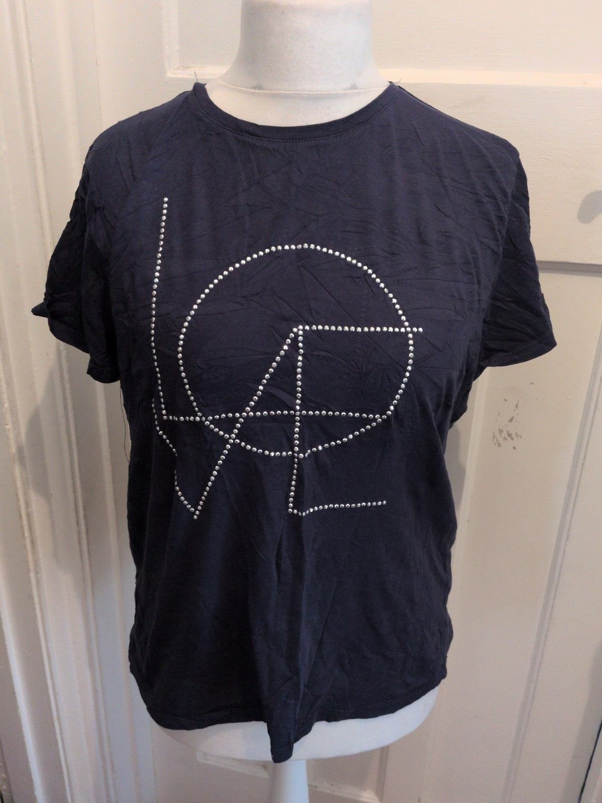 Papaya 14 Navy Sequin "Love" Short Sleeve T-shirt