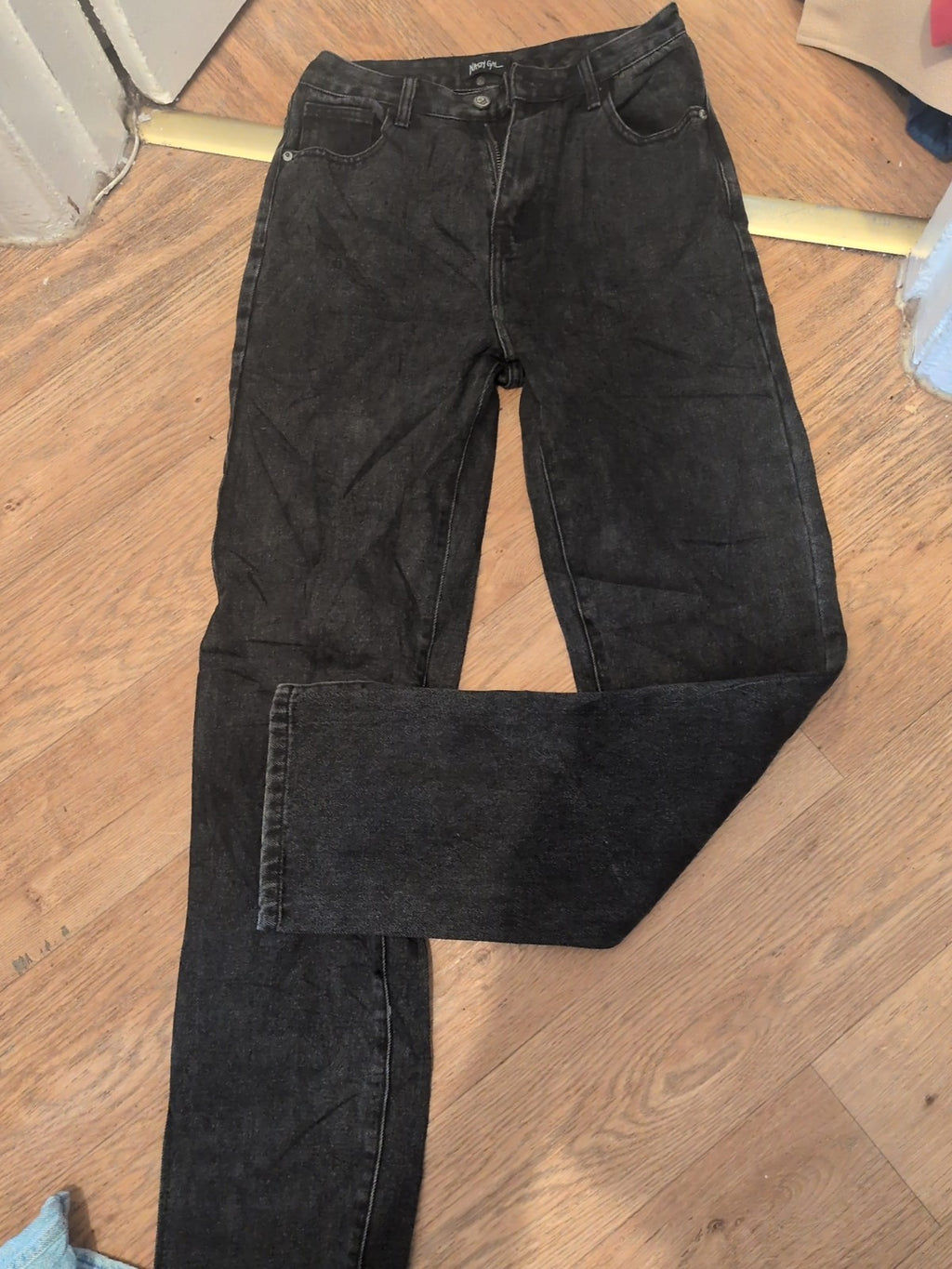 Nasty Gal 8 Charcoal Straight Leg Jeans