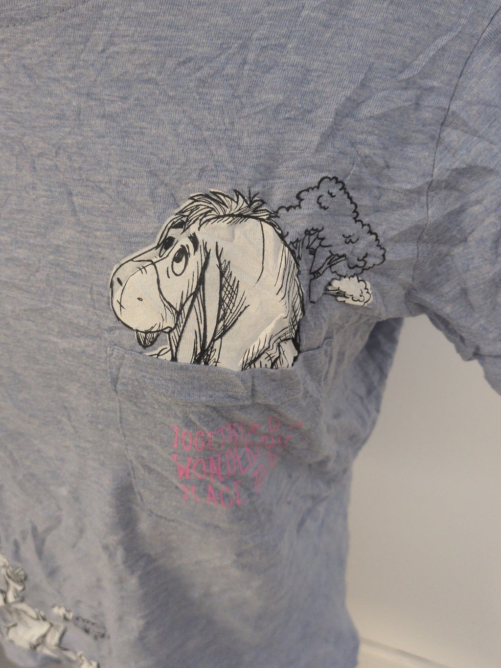 Ladies George Size 16-18 Blue Winnie The Pooh Print Short Sleeve T-shirt