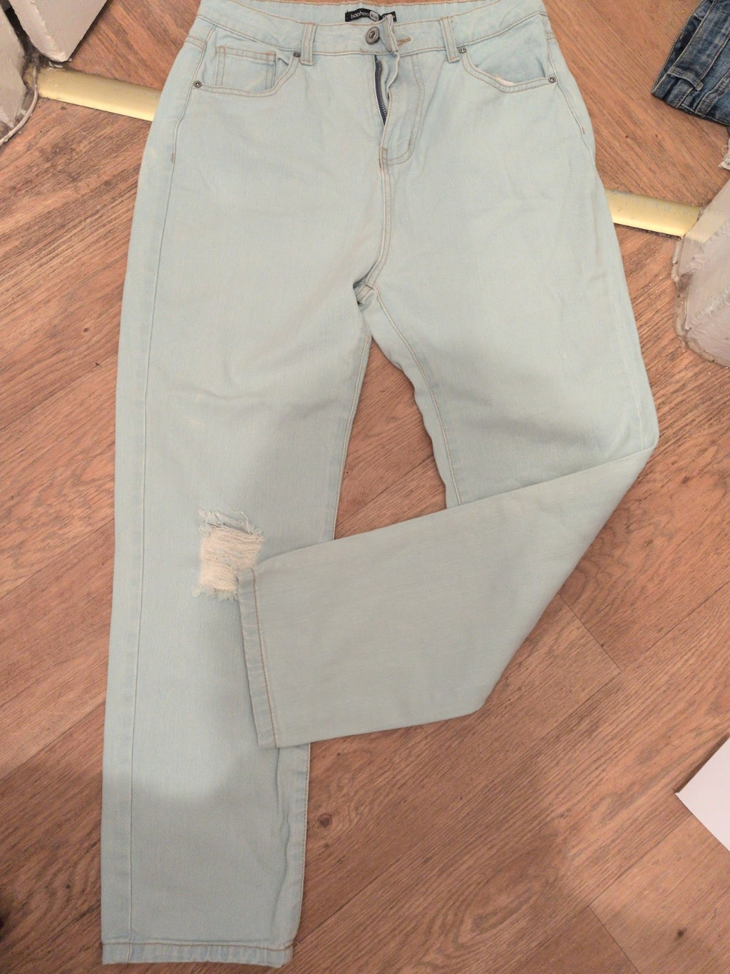 Boohoo Blue 12 Pale Blue Denim Ripped Jeans