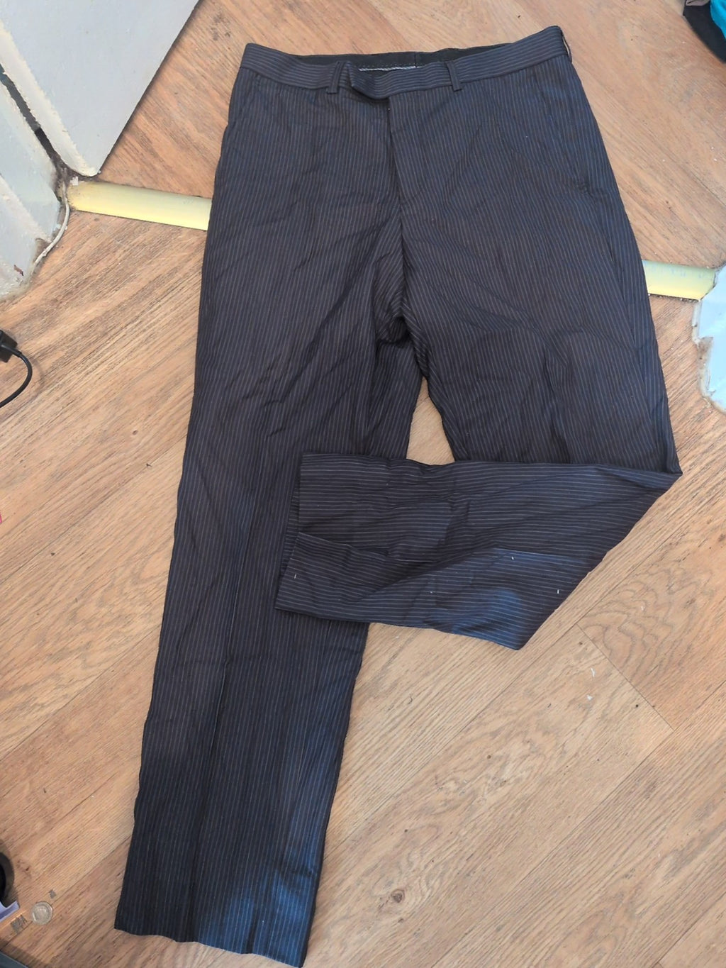 Burton 32L Navy Pinstripe Trousers