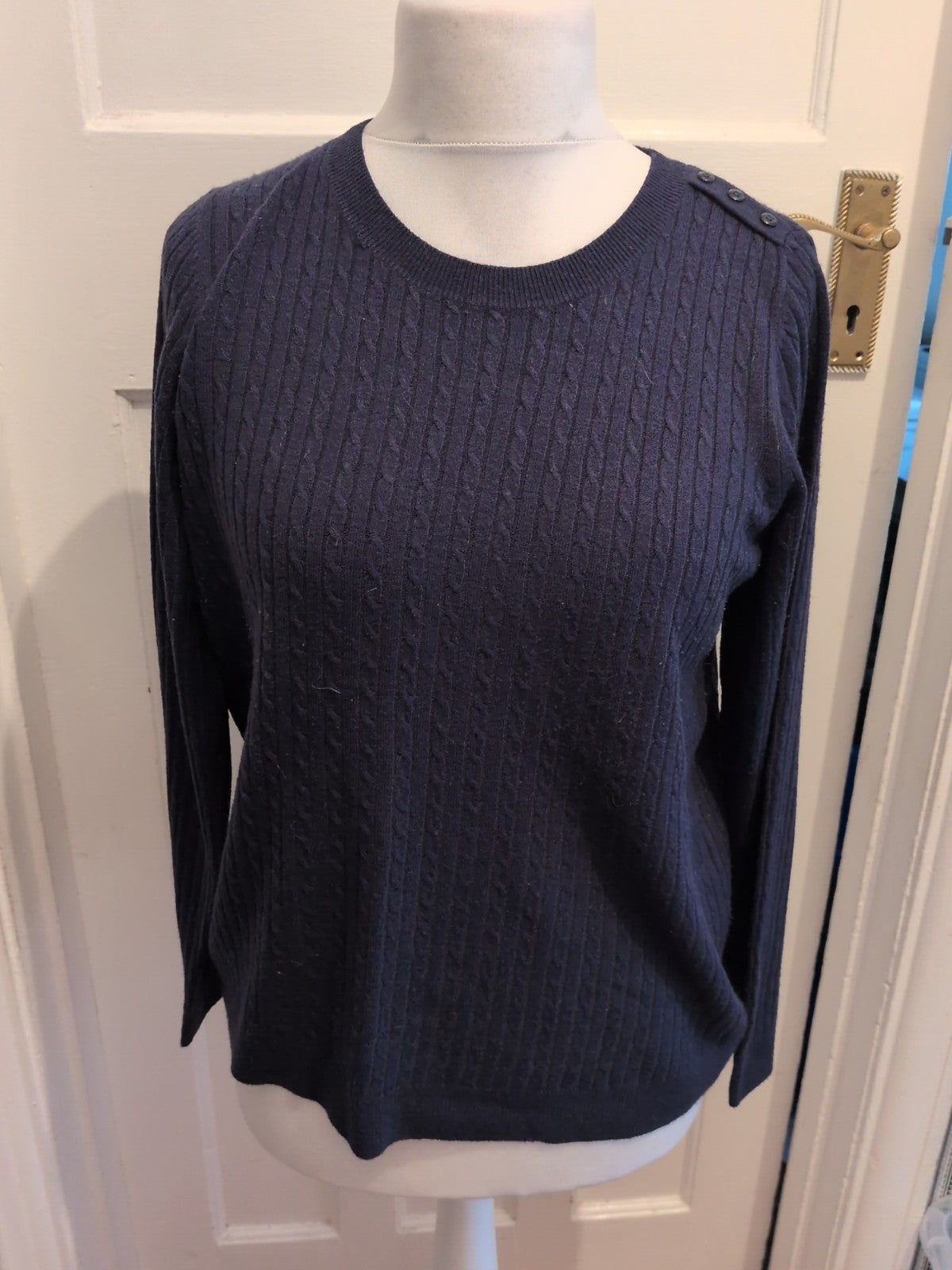 TU Woman 16 Navy Long Sleeve Brush Pattern Pullover Jumper