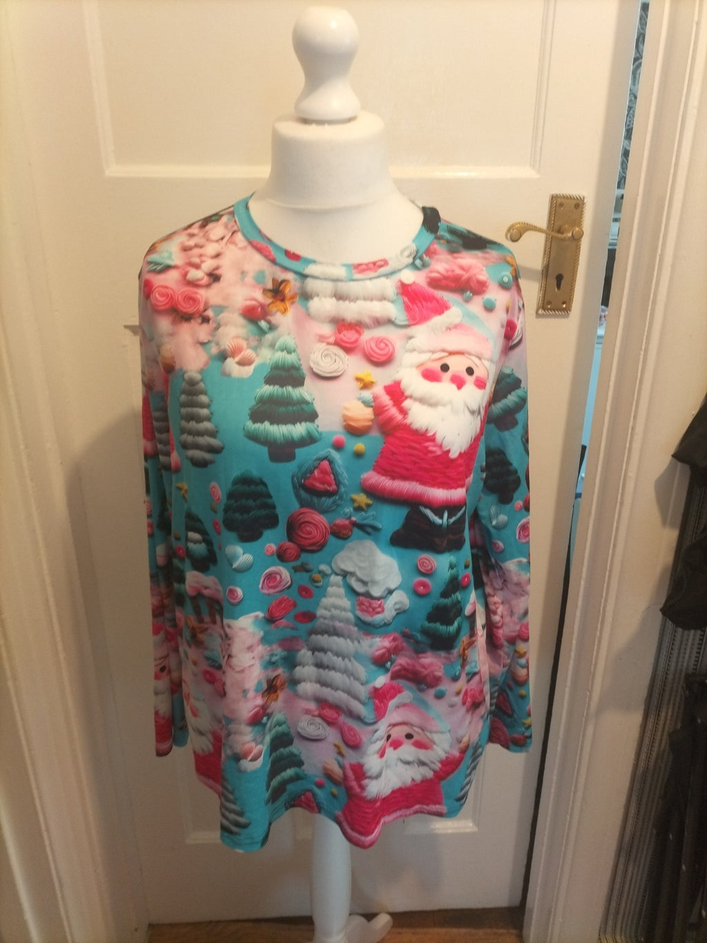 Ladies Size 2XL Multicoloured Long Sleeved Christmas Tshirt