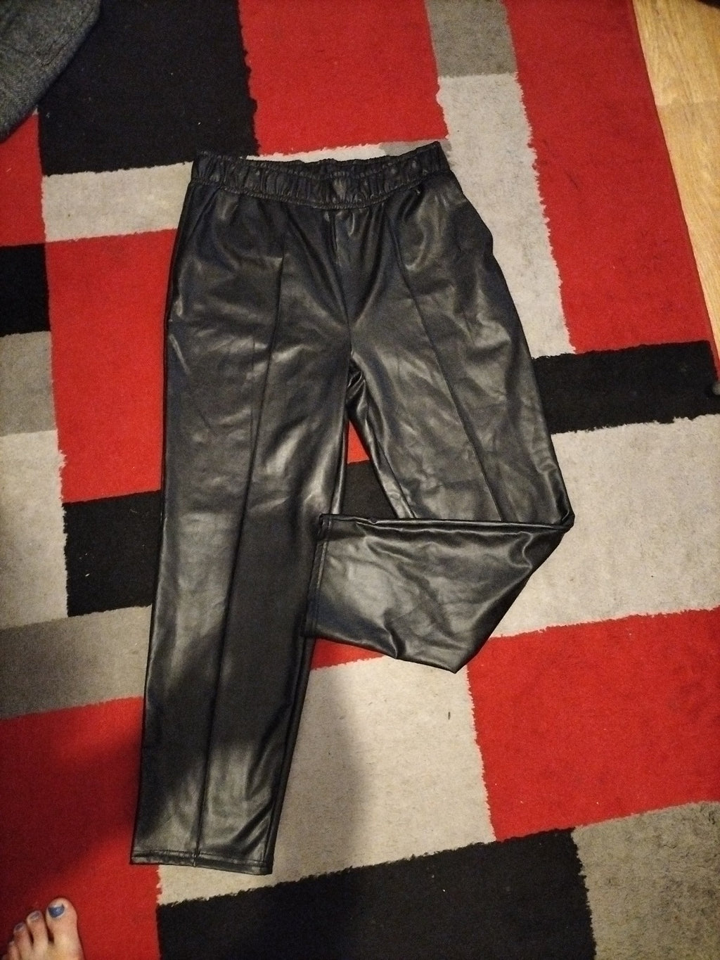 Ladies Papaya Size 12 Elasticated Pleather Trousers
