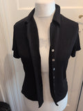 Ladies BHS Size 10 Black Buttoned Short Sleeve Collared Blouse