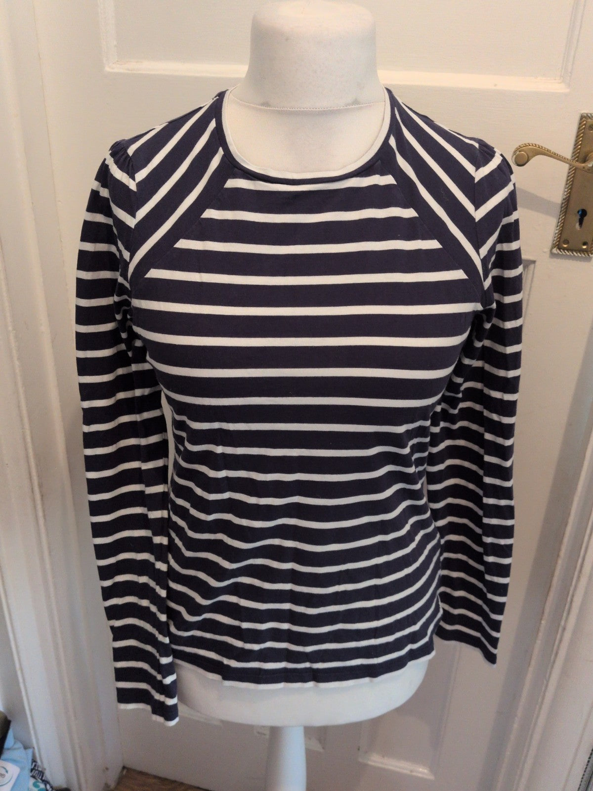 Boden 12 Navy Stripe Long Sleeve T-shirt