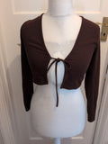 Divided Medium Brown Rib Shoulder Cardigan