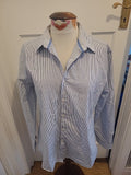 Mens Limited Edition Size 16" Blue Black White Striped Long Sleeved Slim Fit...