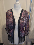 Ladies Quiz Size 10 Purple Patterned Lightweight Open Blouse