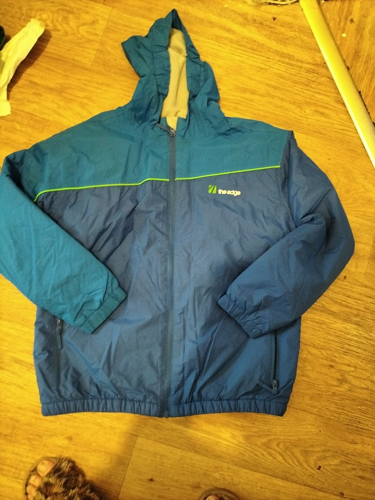 Boys The Edge Age 13-14 Years Blue Lined Rain Coat
