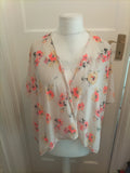 New Look 915 Generation Medium See Through Bright Orange Floral Blouse
