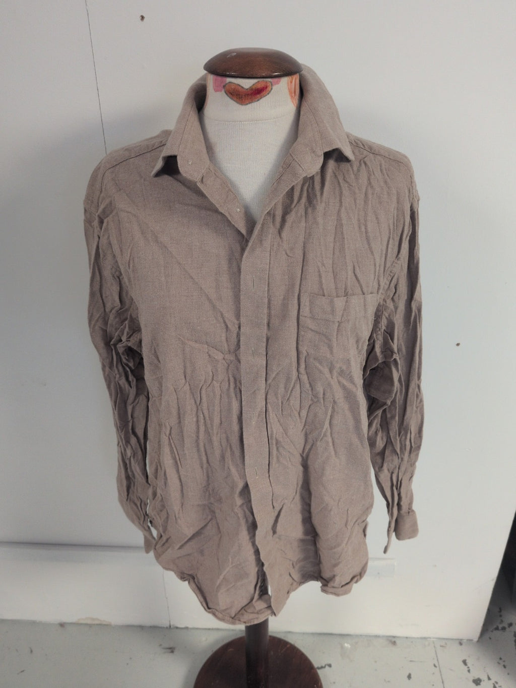 Marks And Spencer 17" Pure Cotton Twill Long Sleeve Brown Shirt