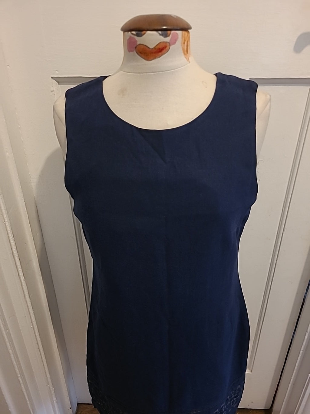 Ladies Peacocks Size 12 Navy Lined Sleeveless Dress