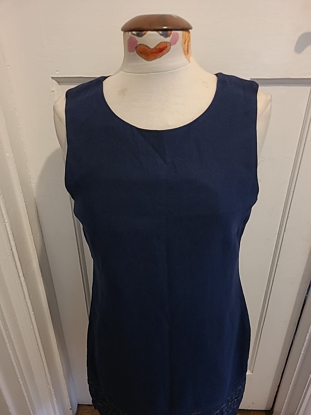 Ladies Peacocks Size 12 Navy Lined Sleeveless Dress