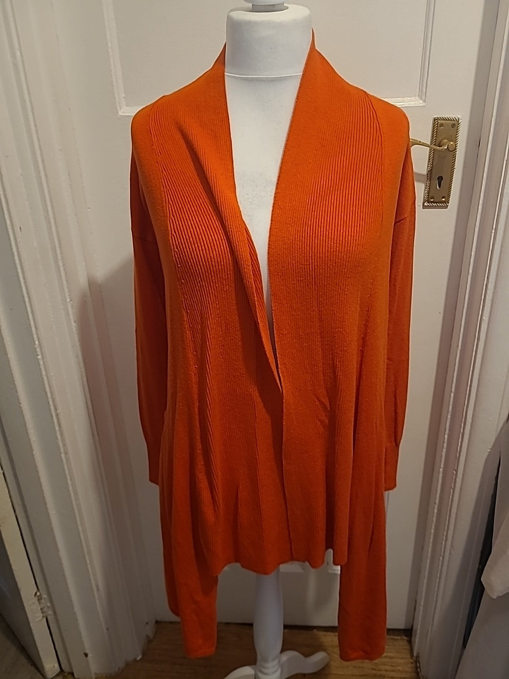 Ladies Wallis Size Small Red Collared Longline Cardigan