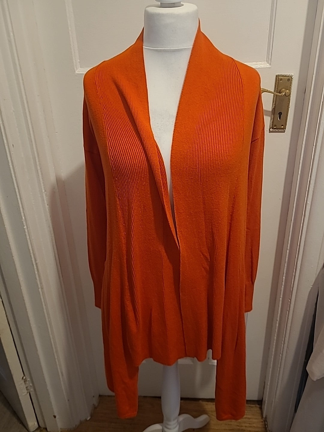 Ladies Wallis Size Small Red Collared Longline Cardigan