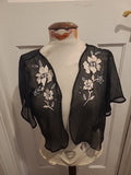 Ladies Joanna Hope Size 12 Black See Through Short Sleeved Floral Cardigan