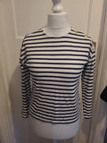 Ladies Papaya Size 8 Navy/White Long Sleeved Blouse