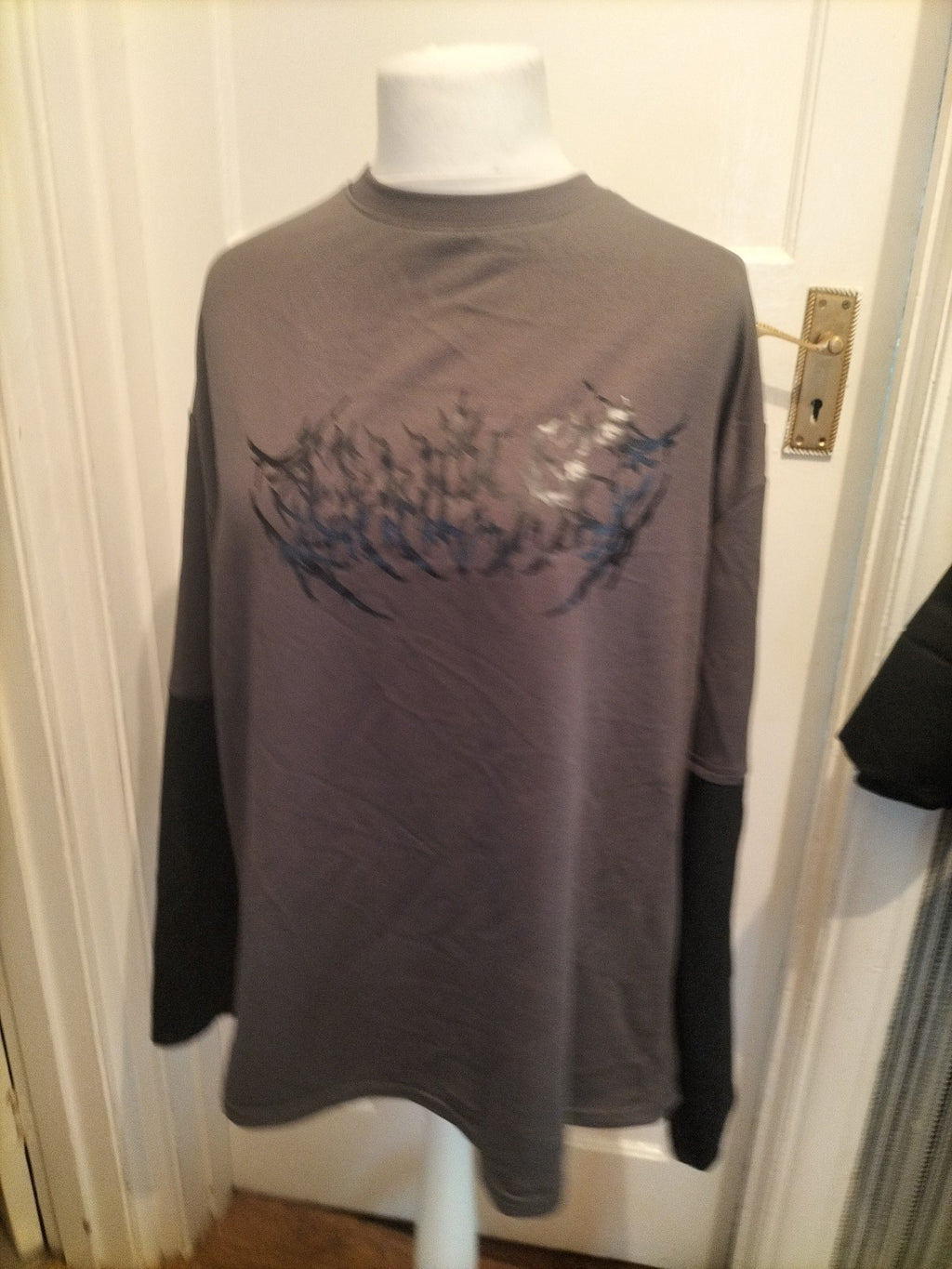 Mens Trend Size 2XL Brown And Black Long Sleeved Tshirt