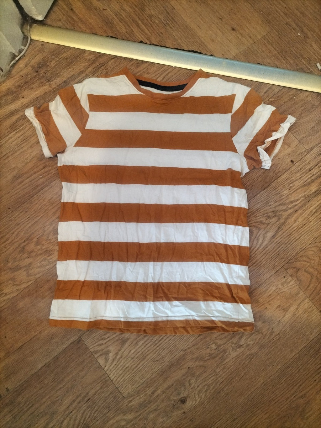George 10-11 Years Brown And White Stripe Short Sleeve T-shirt