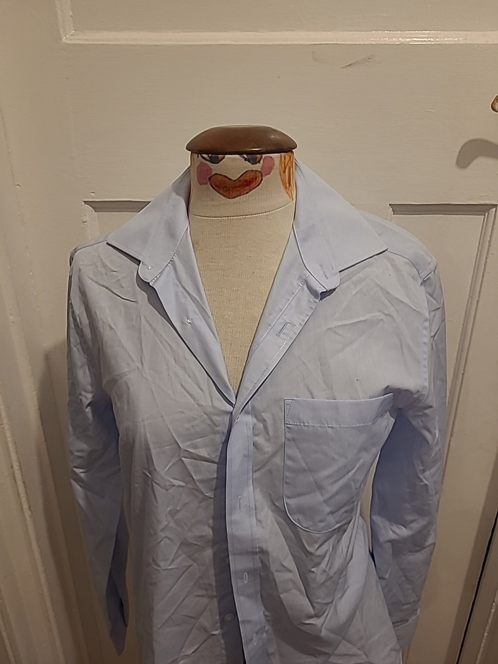 Mens M&S Size 14.5" Slim Long Sleeved Blue Shirt