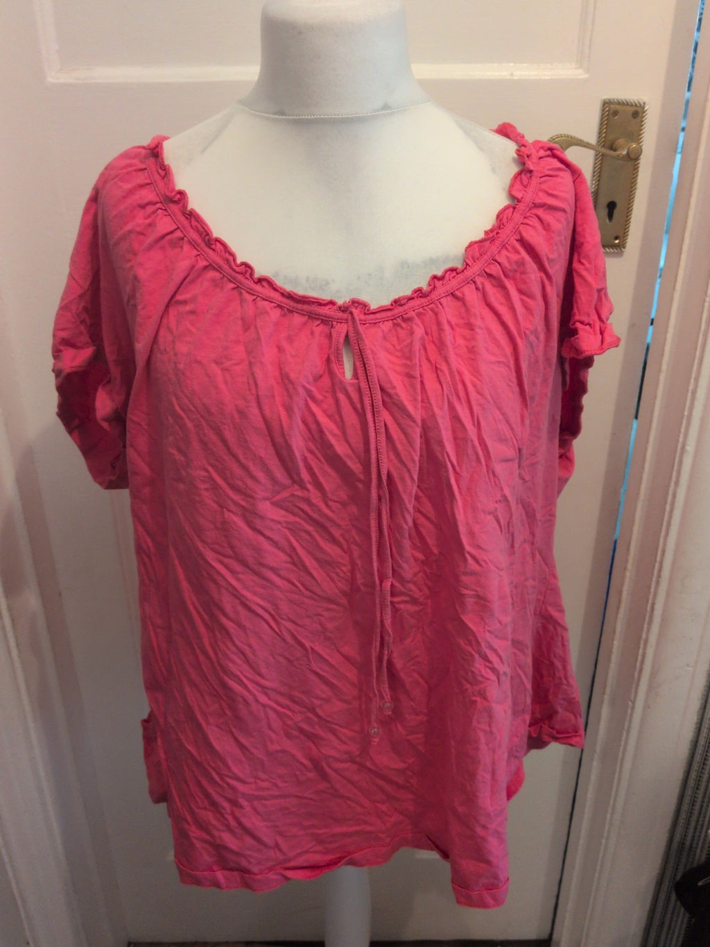 30/32 Pink V Neck Short Sleeve Blouse