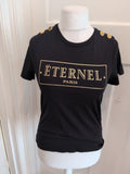 River Island 10 Black With Gold Print Short Sleeve T-shirt
