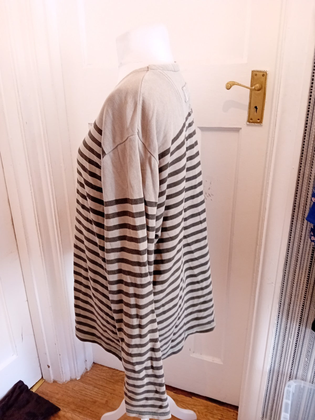 Fat Face XL Two Tone Green Stripe Long Sleeve Jumper