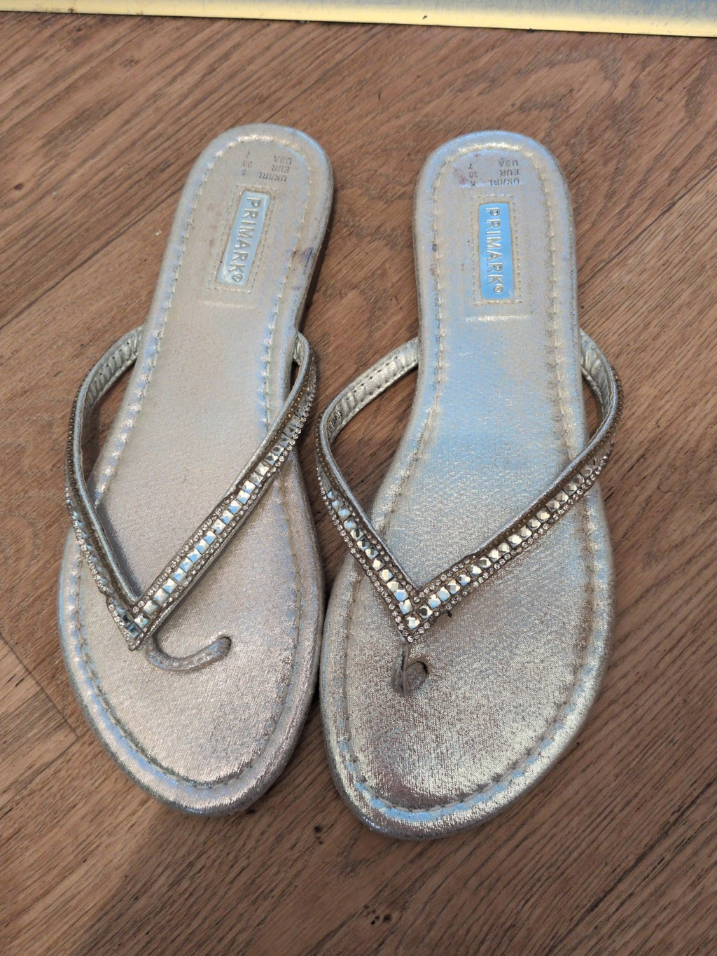 Primark UK 5 Silver Sandals Flip Flop