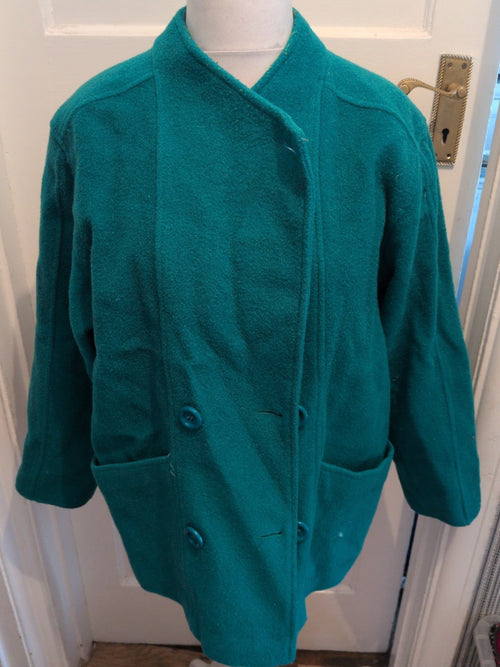 16 Teal Wool Lined Jacket Buttoned