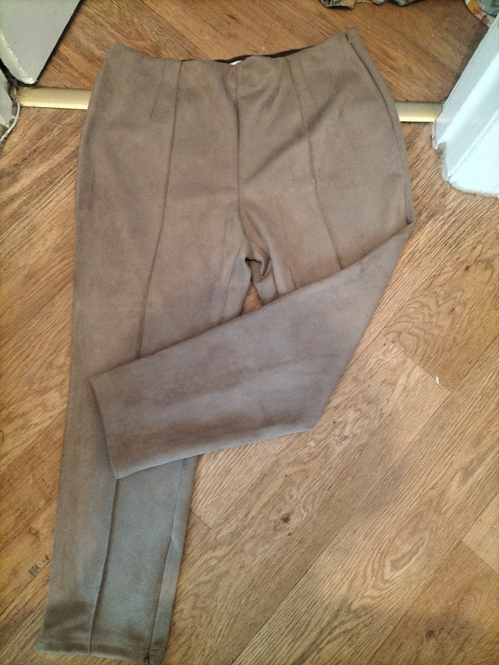 Ladies Primark Size 20 Beige Suede Look Trousers Stretch