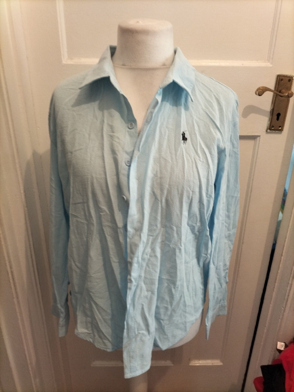 Mens M Pale Blue Long Sleeved Shirt