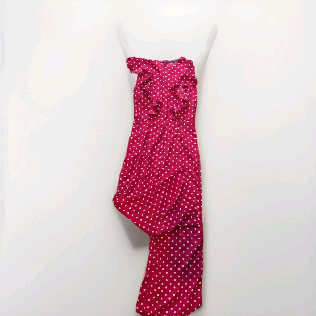 Ladies Shein Size XS Red Spotted Short Sleeved Jumpsuit