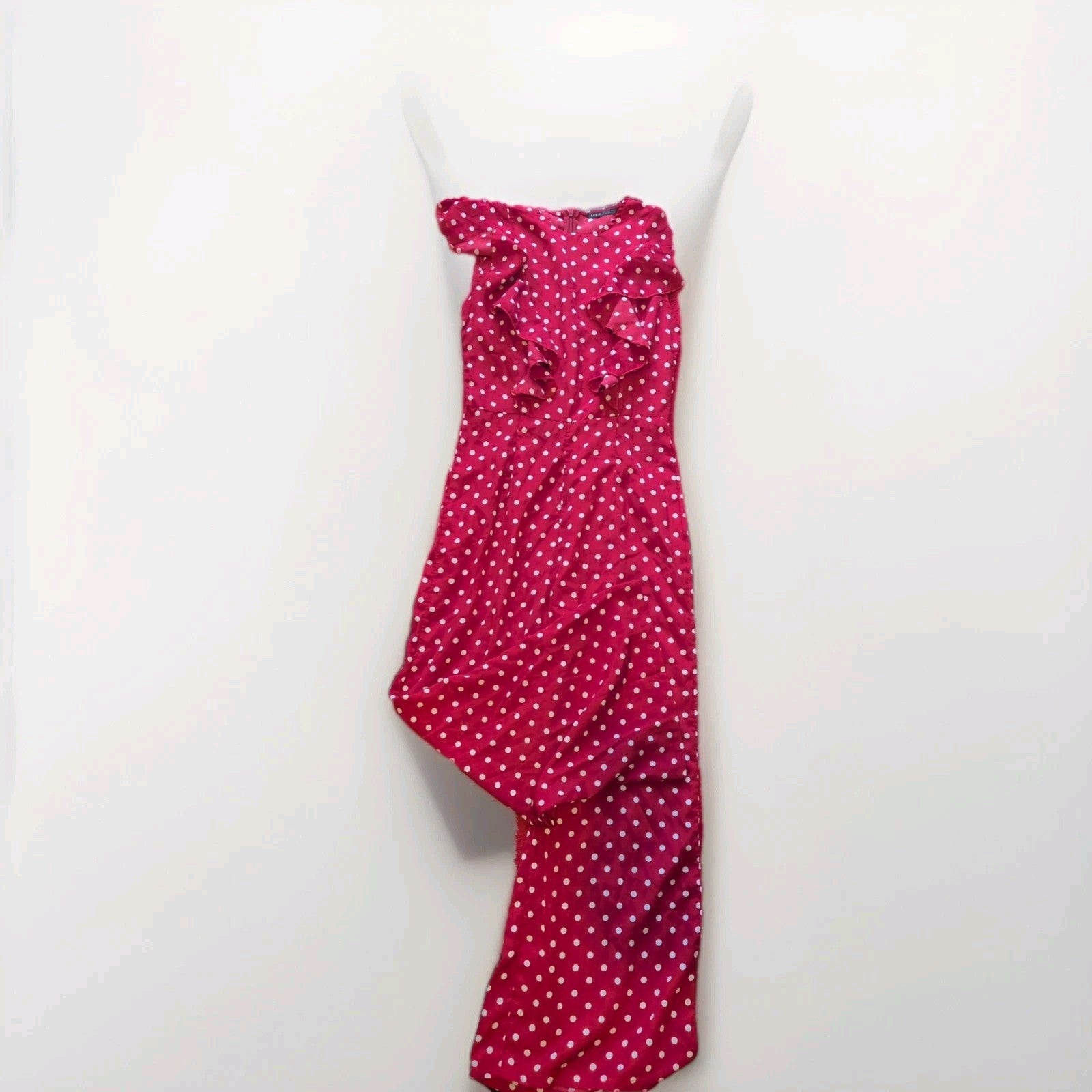 Ladies Shein Size XS Red Spotted Short Sleeved Jumpsuit
