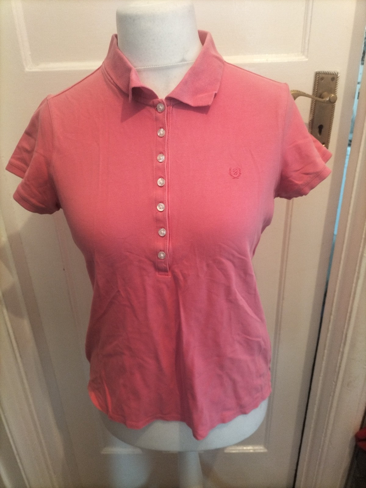 Ladies Izod Size Large Pink Short Sleeve Polo