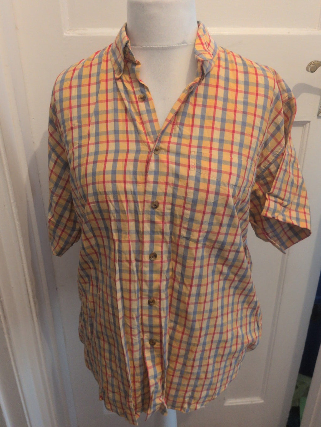 Tom Sayers Medium Mustard Check Short Sleeve Shirt
