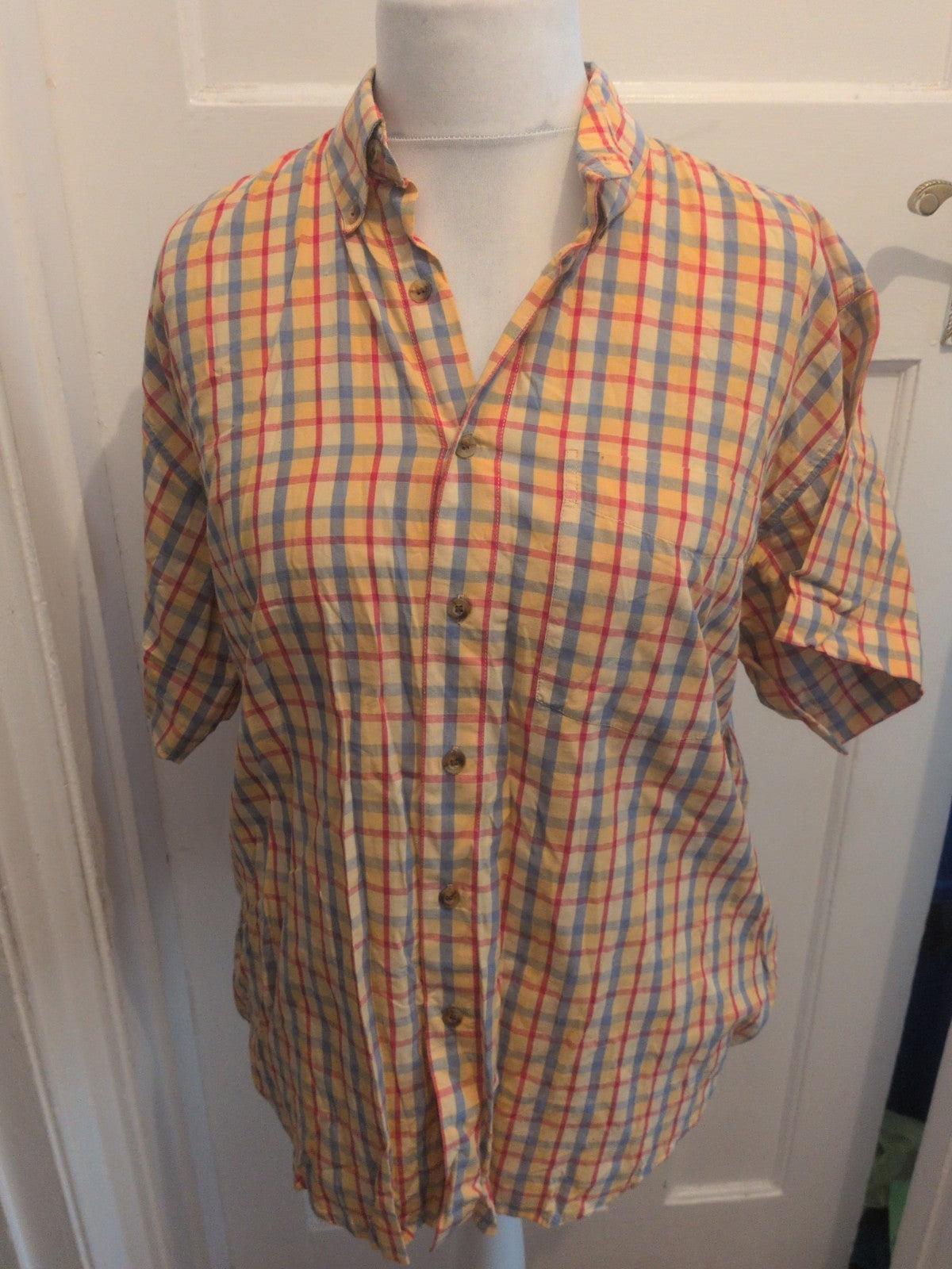 Tom Sayers Medium Mustard Check Short Sleeve Shirt