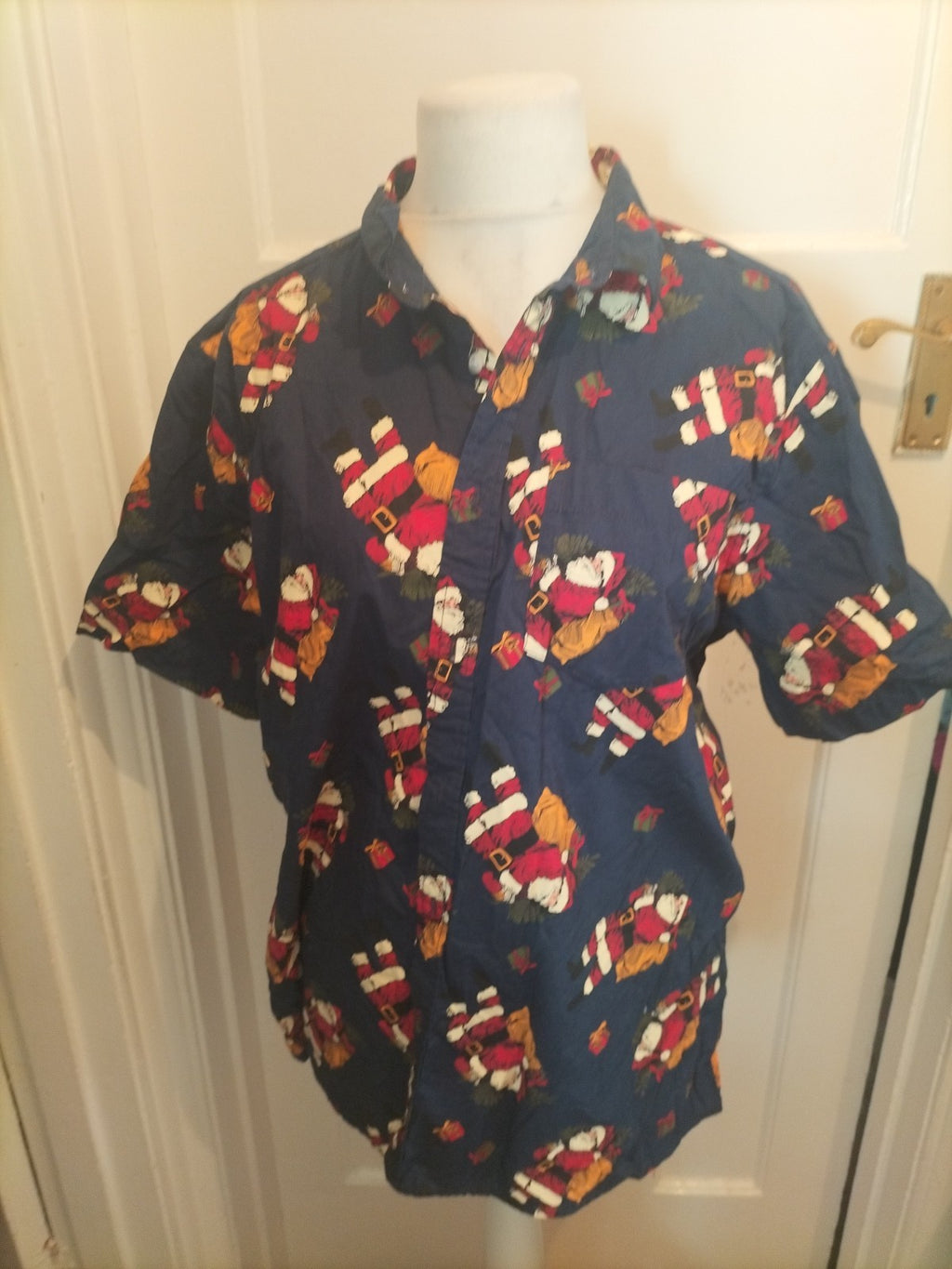 Mens George Size XL Father Christmas Shirt Short Sleeved